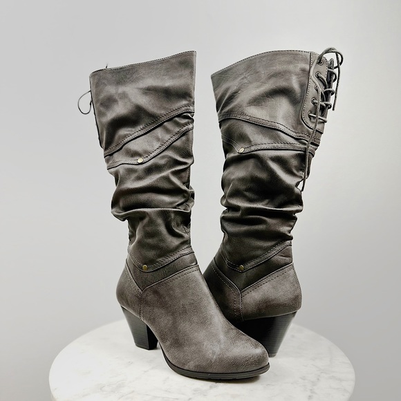 Cliffs by WHITE MOUNTAIN Shoes - Cliffs By White Mountain Womens Palazzo Boots Block Heel Zip Lace Up New